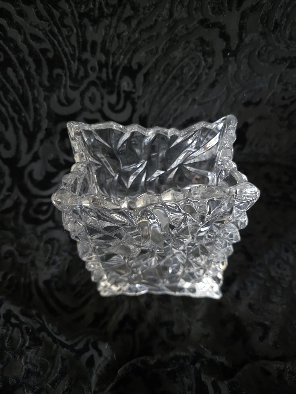 Rosenthal Studio Crystal Patterned Square Vase Linie Germany Signed